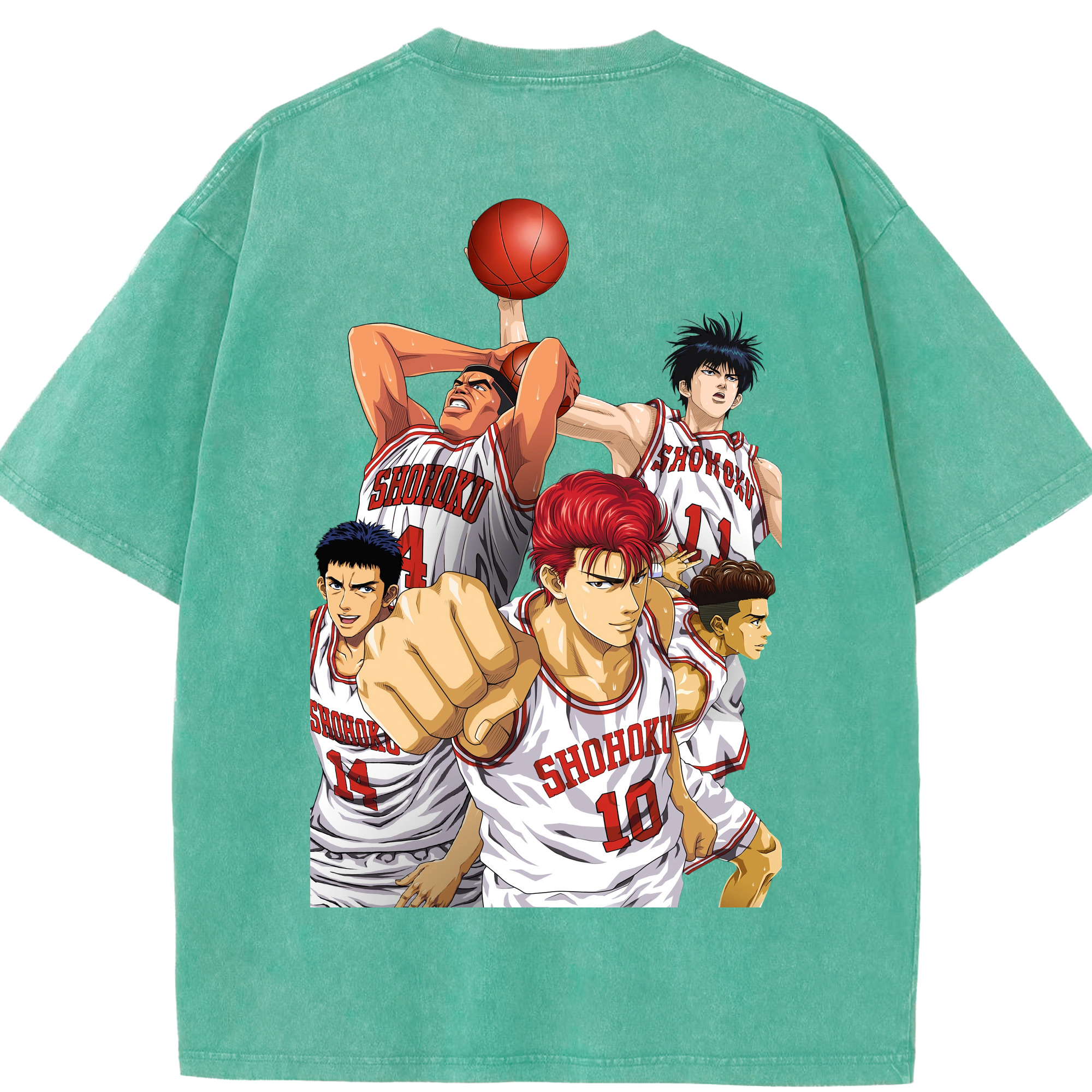 SLAM DUNK／スラムダンク 綿100% ヴィンテージ風 半袖Tシャツ（背面プリント）